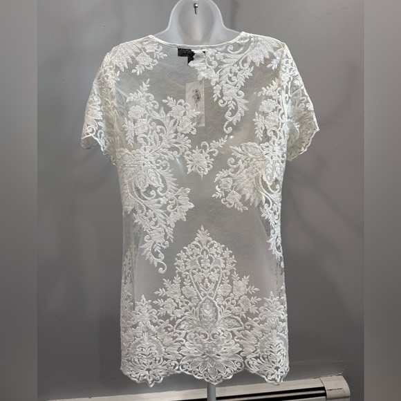 Karen Kane brand New Romantic  white Lace Tunic Top-size L - Picture 6 of 11